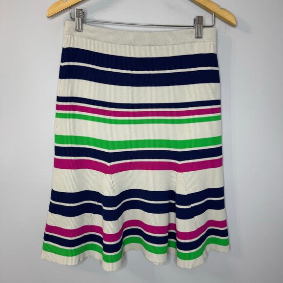 Tanya Taylor Striped Stretch Skirt Pull-on Women's L Nautical Classic - Picture 1 of 11